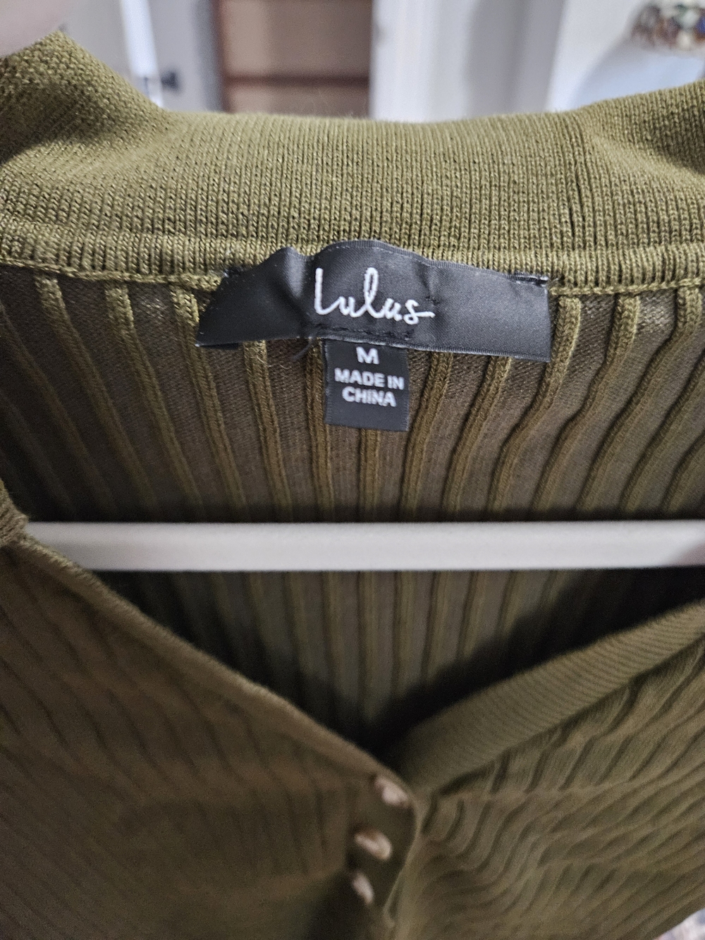 Lulu's Olive Green Ribbed Polo Button Top - Picture 4 of 4